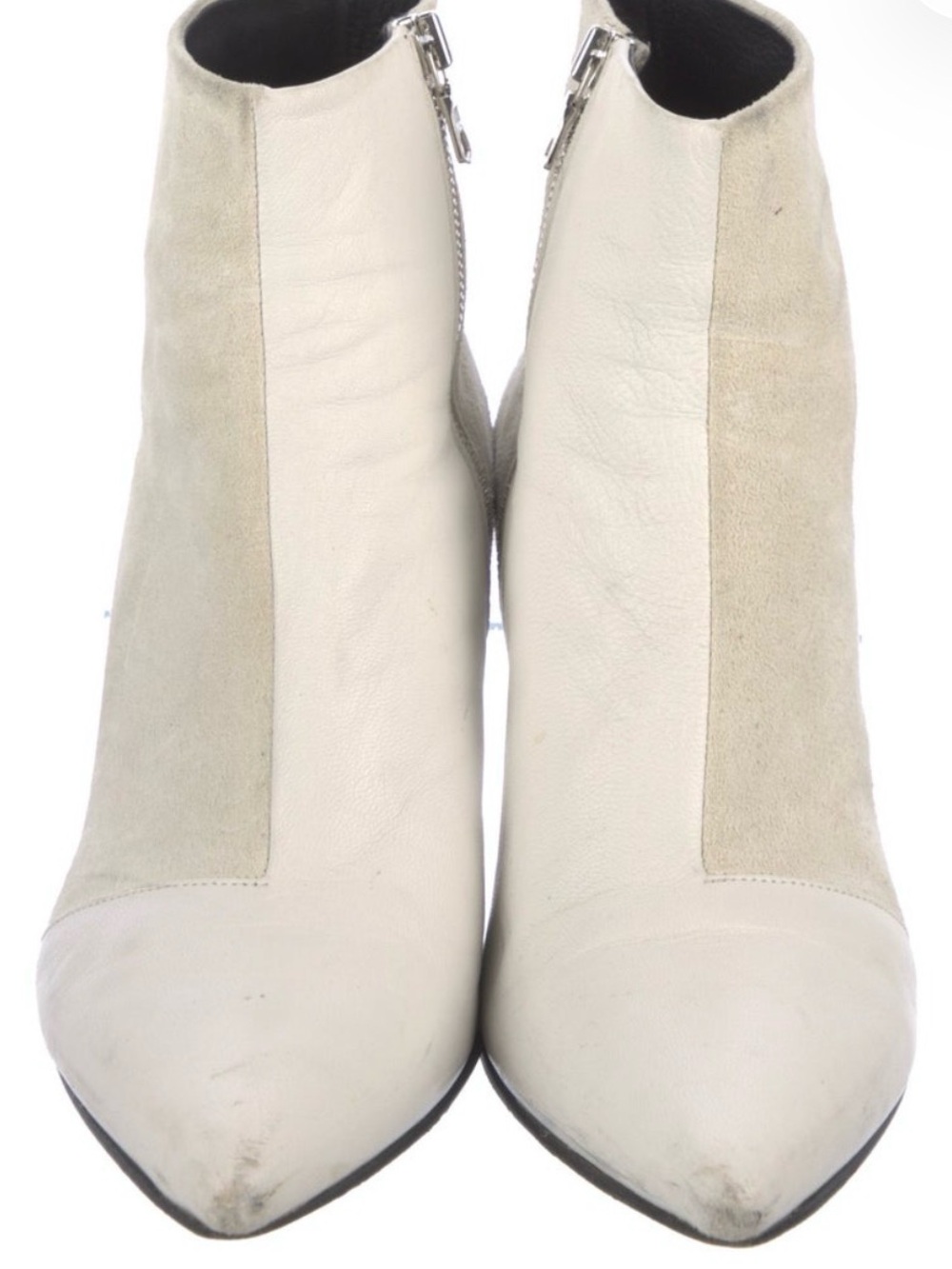 rag & bone Cream Suede and Leather Pointed Ankle Booties